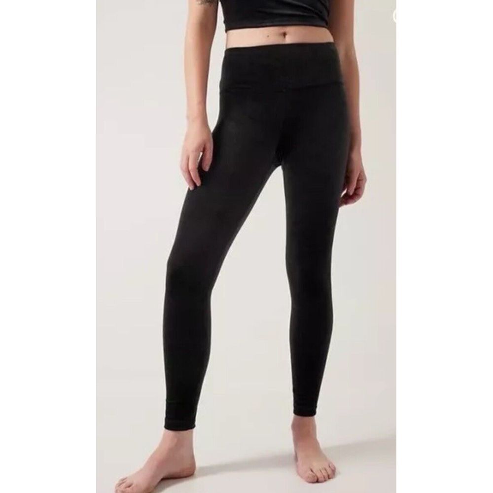 Athleta Elation Velvet Tight Size Large Black S/#467925 Athleisure Soft Holiday